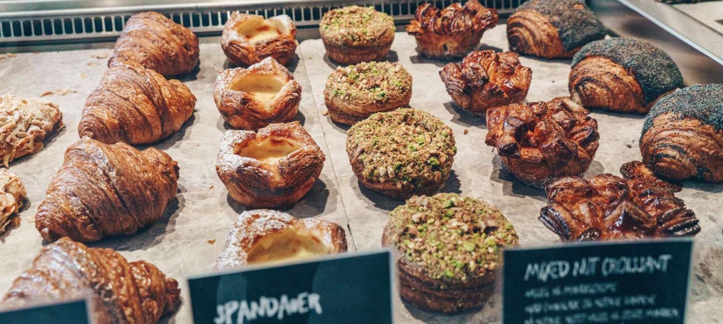 Fresh baked pastries and croissants at Copenhagen's popular Hart Bakery