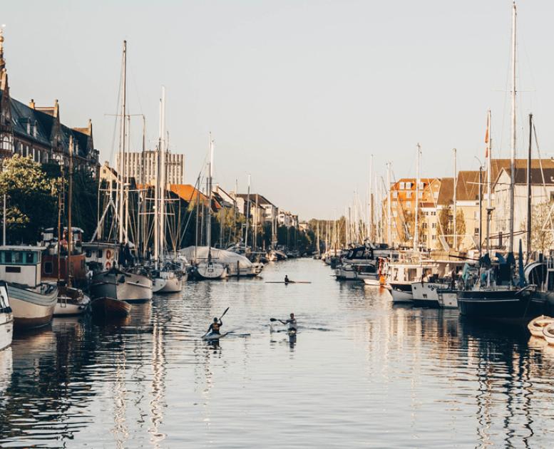 Sailing through Christianshavns Canal in Copenhagen